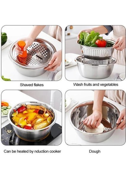 26CM-RENDE Plakası Mutfak Çok Amaçlı Rende, Drenaj Sepeti ile 3'ü 1 Arada Çok Fonksiyonlu Paslanmaz Çelik Havza Sebze Kesici Salata Yapımcısı Kase (Yurt Dışından) indirimleri