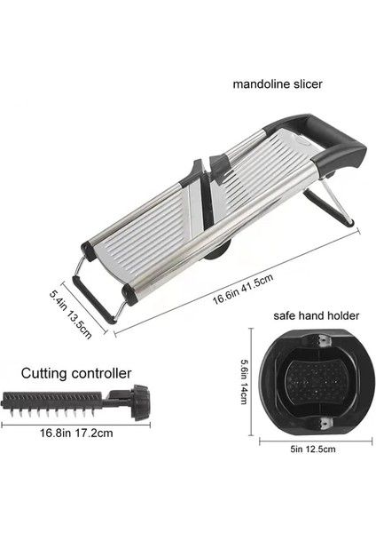 1 Takım 304 Paslanmaz Çelik Mandoline Profesyonel Sebze Dilimleme Ayarlanabilir Kesici Sebze Rende Bıçakları ile Mutfak Aksesuarları (Yurt Dışından)