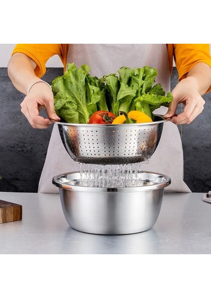 Gümüş 3 In 1 Sebze Dilimleme Kesici Drenaj Sepeti Paslanmaz Çelik Sebze Julienne Rende Salata Makinesi Kase Mutfak Aletleri (Yurt Dışından) indirimleri