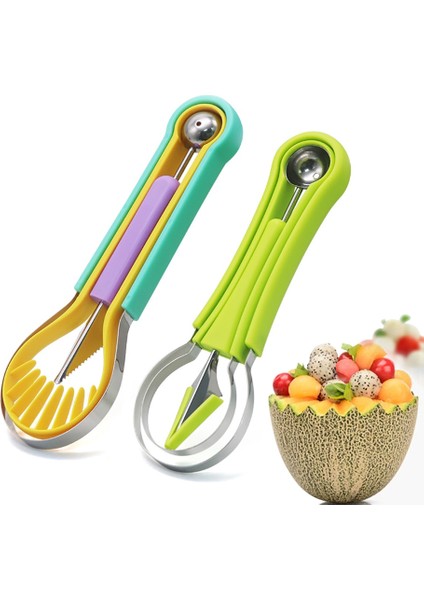 Çoklu 4'ü 1 Arada Meyve Oyma Seti Çelik Kavun Topu Kepçe Tohum Sökücü Karpuz Bıçağı Kazma Hamuru Ayırıcı Meyve Dekorasyon Aksesuarları (Yurt Dışından) fiyatları