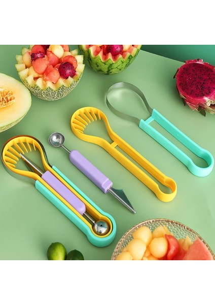 Çoklu 4'ü 1 Arada Meyve Oyma Seti Çelik Kavun Topu Kepçe Tohum Sökücü Karpuz Bıçağı Kazma Hamuru Ayırıcı Meyve Dekorasyon Aksesuarları (Yurt Dışından) indirimleri