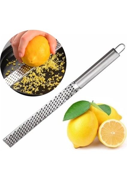 Açık Gri Paslanmaz Çelik El Narenciye Limon Zester Rende Uzun Çikolata Rende Peynir Değirmeni Meyve Soyucu Zencefil Sarımsak Mutfak Aracı (Yurt Dışından)