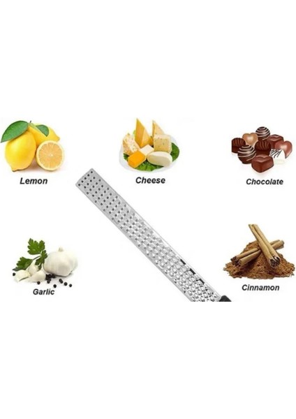 Açık Gri Paslanmaz Çelik El Narenciye Limon Zester Rende Uzun Çikolata Rende Peynir Değirmeni Meyve Soyucu Zencefil Sarımsak Mutfak Aracı (Yurt Dışından)