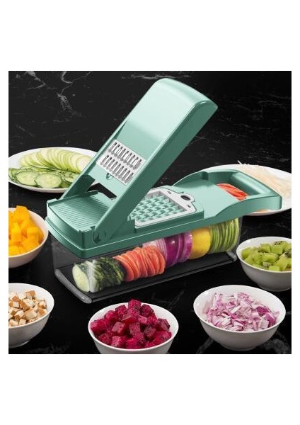 Mavi Choppe Sebze Kesici Soğan Kıyıcı Salata Manuel Rende Sebze Dilimleme Yumurta Dilimleyici Konteyner Mandolin Mutfak Aksesuarları (Yurt Dışından)