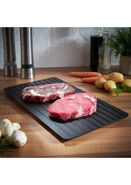 Siyah 35,5 x 20,5 cm Hızlı Buz Çözme Tepsisi Çözülme Dondurulmuş Hızlı Buz Çözme Plaka Tahtası Master Defrost Mutfak Gadget Aracı Yapışmaz Kaplamalı Çözdürme Tahtası (Yurt Dışından)