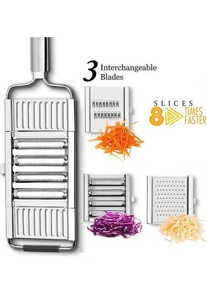 3 Bıçak Konco Çok Fonksiyonlu Sebze Meyve Aracı Patates Ezici Ricer Sebze Mandoline Dilimleyici Soyucu Kesici Havuç Parçalayıcı Rende (Yurt Dışından)
