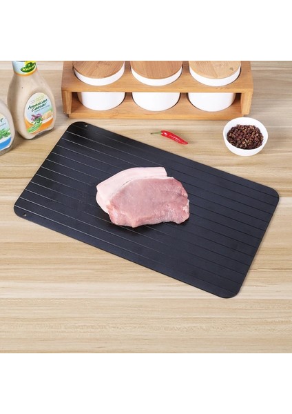 Siyah 30X20.5 cm Alüminyum Alaşımlı Çelik Hızlı Çözülme Kurulu Dondurulmuş Gıda Biftek Et Hızlı Çözülme Plaka Kesme Tahtası Buz Çözme Mutfak Gadget Aracı (Yurt Dışından)