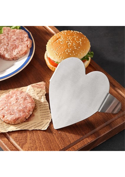 Kalp Manuel 304 Paslanmaz Çelik Dalgalı Yuvarlak Kalp Şekli Basın Et Köftesi Hamburger Makinesi Ahşap Saplı Presleme Biftek Mutfak (Yurt Dışından)