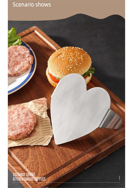 Kalp Manuel 304 Paslanmaz Çelik Dalgalı Yuvarlak Kalp Şekli Basın Et Köftesi Hamburger Makinesi Ahşap Saplı Presleme Biftek Mutfak (Yurt Dışından)