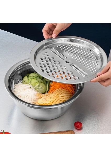 1 Takım Paslanmaz Çelik Havza Sebze Rende Mutfak Drenaj Sepeti Rendeler Peynir Rende Salata Makinesi Kase Sebze Dilimleme Kesici Aletler (Yurt Dışından) fırsatları