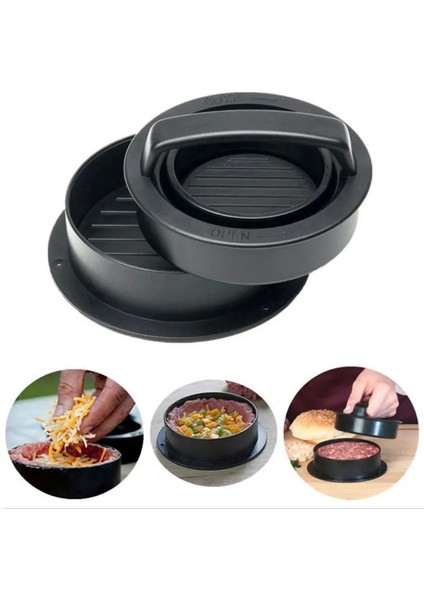 Siyah Hamburger Makinesi Burger Et Kalıbı Pişirme Kağıdı ile Hamburger Presi Hamburger Eti Presi Sığır Izgara Burger Presi Patty Maker Kalıp (Yurt Dışından)