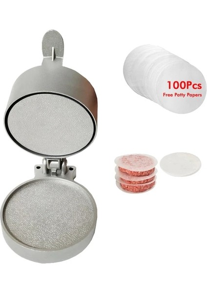Fan Basın 100 Kağıt Hamburger Presi Aracı Et Makinesi Sığır Yapımcıları Alüminyum Alaşımlı Kalıp Burger Araçları 100 Adet Yağlı Kağıt (Yurt Dışından)