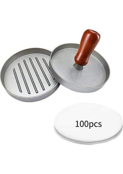 100 Kağıt Kırmızı Set Hamburger Presi Patty Maker Seti 100 Adet Balmumu Kağıt Yaprak Yapışmaz Et Baskı Kolu Patty Burger Maker Kalıp Barbekü Için (Yurt Dışından)