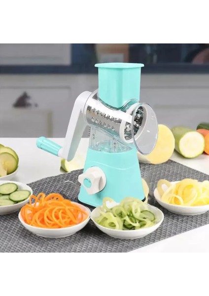 A 3 In 1 Döner Sebze Dilimleyici Saplı Peynir Rende Mutfak Mandoline Rende 2 Tamburlu Mutfak Ev Aletleri (Yurt Dışından)