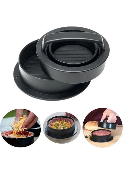 Siyah Abs Hamburger Makinesi Hamburger Presi Yuvarlak Şekil Yapışmaz Şef Köfte Hamburger Eti Sığır Izgara Burger Presi Patty Maker Kalıp (Yurt Dışından)