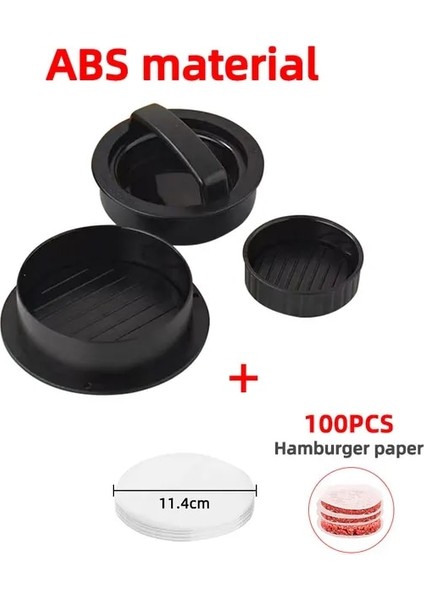 Abs Siyah Tek Set Abs Hamburger Et Basın Makinesi Yuvarlak Şekil Yapışmaz Doldurulmuş Burger Köftesi Sığır Izgara Pasta Basın Kalıp Makinesi Mutfak Aksesuarları (Yurt Dışından)