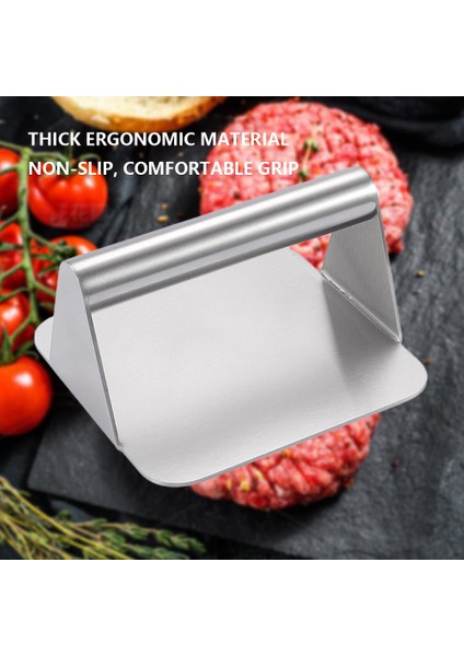 Kare Ahşap Saplı Hamburger Presleri Paslanmaz Çelik Et Sığır Izgara Burger Presi Yapışmaz Parçalanmış Burger Presleri Manuel Antipas Mutfak Malzemeleri (Yurt Dışından)