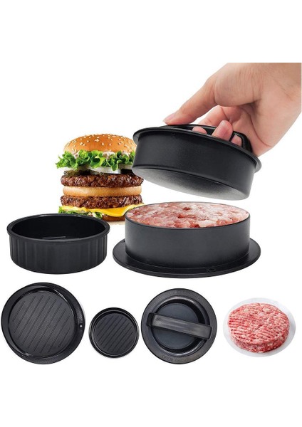 Siyah Hamburger Makinesi Hamburger Presi Yuvarlak Şekil Yapışmaz Şef Köfte Mutfak Hamburger Et Sığır Izgara Burger Presi Patty Maker (Yurt Dışından)