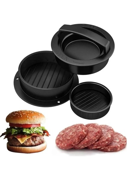 Siyah Hamburger Makinesi Hamburger Presi Yuvarlak Şekil Yapışmaz Şef Köfte Mutfak Hamburger Et Sığır Izgara Burger Presi Patty Maker (Yurt Dışından)