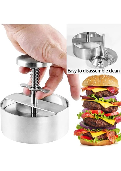 Çap 10.1 cm 304 Paslanmaz Çelik Hamburger Presi Hamburger Patty Maker Et Köftesi ve Ince Burger Yapmak Için Yapışmaz Burger Presi Yeni (Yurt Dışından) fiyatları