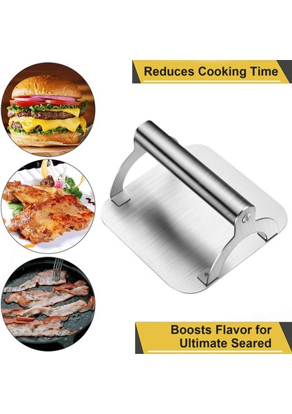 Kare Paslanmaz Çelik Humberger Kek Basın Kalıpları Et Dilimleme Izgara Smash Burger Presi Köfte Makinesi Aracı Çekiç Kırma Tenderizer (Yurt Dışından)