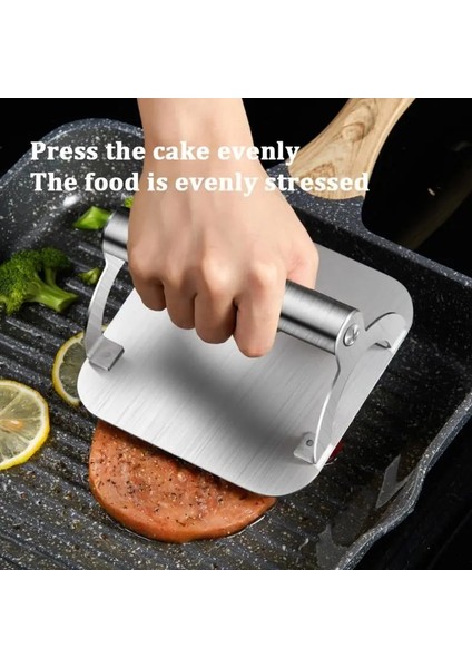 Gösterildiği Gibi Paslanmaz Çelik Smash Burger Presi Düz Üst Izgara Için Izgara Aksesuarları Hamburger Presi ve Sıkma Gresi Kolay Temizlenebilir Mutfak (Yurt Dışından) fiyatları