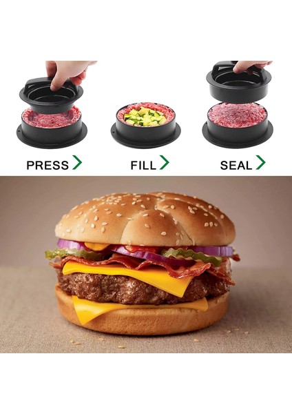 Bir Set Hamburger Köfte Pasta Basın Dolması Burger Yuvarlak Şekil Köfte Kalıp Sığır Köftesi Makinesi Patty Kalıp Barbekü Izgara Mutfak Aracı Için (Yurt Dışından)
