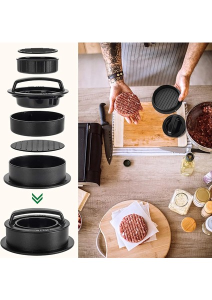 Bir Set Hamburger Köfte Pasta Basın Dolması Burger Yuvarlak Şekil Köfte Kalıp Sığır Köftesi Makinesi Patty Kalıp Barbekü Izgara Mutfak Aracı Için (Yurt Dışından)