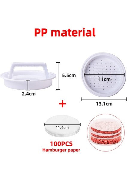 Pp Beyaz Set Abs Hamburger Presi Etli Turta Doldurulmuş Burger Presi Kalıp Makinesi Pişirme Kağıdı Gömlekleri Yuvarlak Şekil Yapışmaz Patty Mutfak Aletleri (Yurt Dışından)