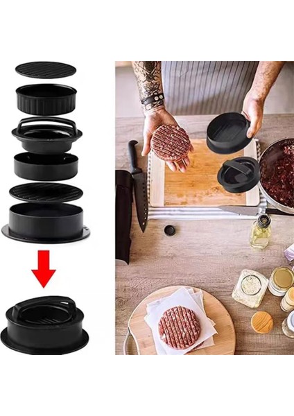 Siyah 3 In 1 Yuvarlak Şekil Yapışmaz Doldurulmuş Hamburger Kalıp Etli Turta Makinesi Yağ Kurutma Kağıdı Pişirme Aksesuarları Mutfak Aletleri (Yurt Dışından) fiyatları