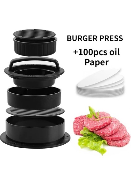 Abs Siyah Set Hamburger Presi Makinesi Yuvarlak Şekil Et Köftesi Sığır Izgara Doldurulmuş Burger Patty Pie Basın Kalıp Mutfak Gıda Kalıp Aksesuarları Için (Yurt Dışından)