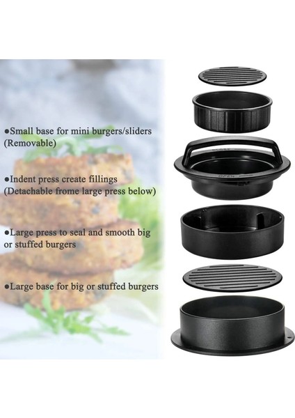Abs Siyah Set Hamburger Presi Makinesi Yuvarlak Şekil Et Köftesi Sığır Izgara Doldurulmuş Burger Patty Pie Basın Kalıp Mutfak Gıda Kalıp Aksesuarları Için (Yurt Dışından) indirimleri