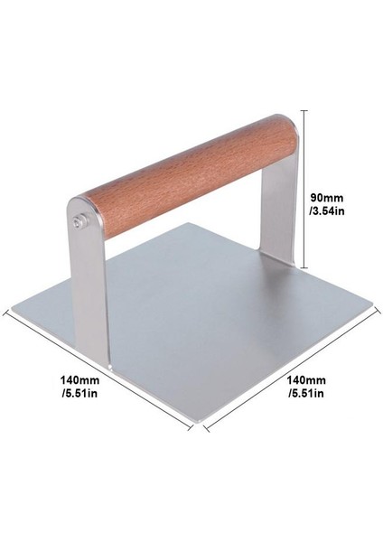 Kare Burger Presi Paslanmaz Çelik Pres Et Sığır Izgara Burger Smasher Ahşap Saplı Hamburger Presi Mutfak Gıda Kalıp (Yurt Dışından) modelleri