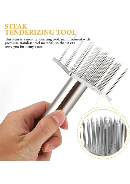 Gümüş 19X7X6 cm Paslanmaz Çelik Domuz Ekleme Et Yumuşatma Aracı Tenderizer Iğne Pounder Kıyma Makinesi Ağır Hizmet Biftek Değirmeni (Yurt Dışından)