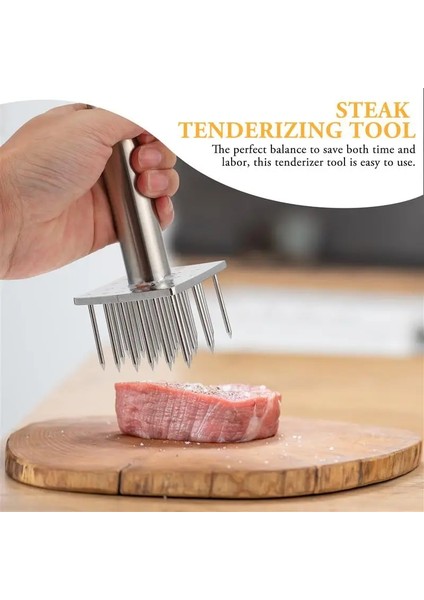 Gümüş 19X7X6 cm Paslanmaz Çelik Domuz Ekleme Et Yumuşatma Aracı Tenderizer Iğne Pounder Kıyma Makinesi Ağır Hizmet Biftek Değirmeni (Yurt Dışından)