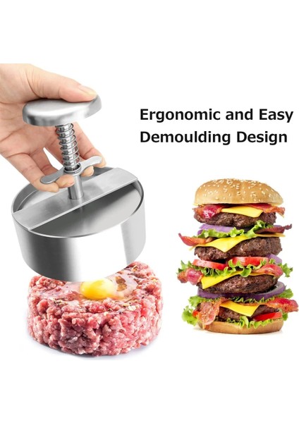 Burger Presi Burger Presi Paslanmaz Çelik Ayarlanabilir Hamburger Patty Maker Yapışmaz Kalıp Sığır Sebze Burger Pişirme Araçları Için Uygun (Yurt Dışından) modelleri