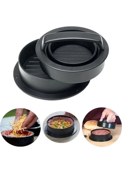 Siyah Hamburger Makinesi Hamburger Presi Yuvarlak Şekil Yapışmaz Şef Köfte Hamburger Eti Sığır Izgara Burger Presi Patty Maker Kalıp Barbekü (Yurt Dışından)