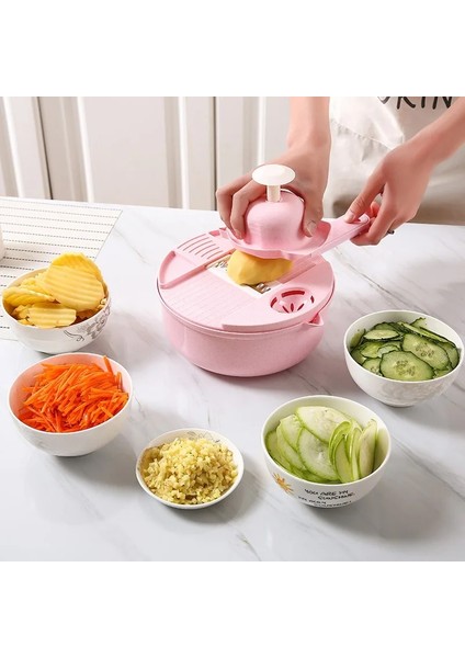 Pembe Mutfak Çok Fonksiyonlu Salata Eşyaları Sebze Kesicisi Havuç Patates Manuel Parçalayıcı Mutfak Pişirme Sebze Araçları (Yurt Dışından) fırsatları
