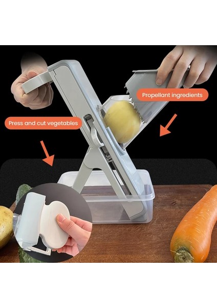 Gri Çok Fonksiyonlu Sebze Kesici Güvenli Mutfak Dilimleme Salata Kıyıcı Patates Dilimleme Patates Kızartması Kesici Pişirme Gadge Paslanmaz Çelik (Yurt Dışından) fırsatları