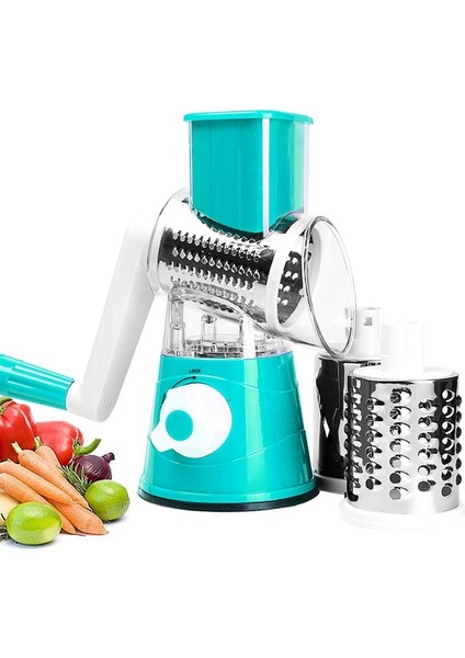 Mavi Sebze Dilimleyici Manuel Döner Peynir Rende Çok Fonksiyonlu Döner Mandoline Sebze Kesici Patates Dilimleyici Mutfak Gadget'ı (Yurt Dışından)