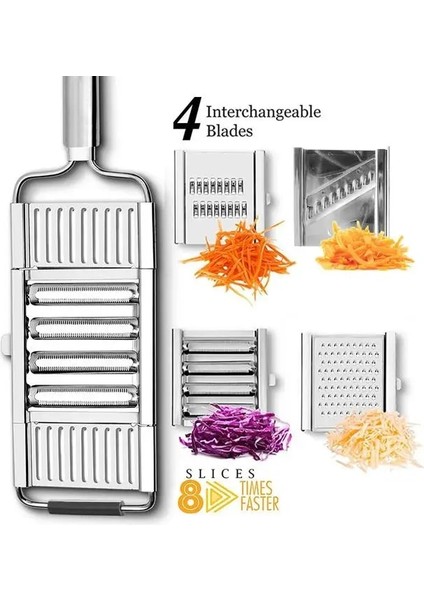 4 Bıçaklı Konco Çok Fonksiyonlu Sebze Meyve Aracı Patates Ezici Ricer Sebze Mandoline Dilimleyici Soyucu Kesici Havuç Parçalayıcı Rende (Yurt Dışından)