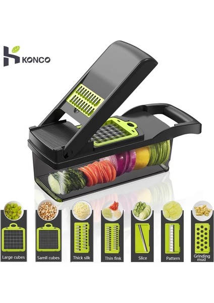 4 Bıçaklı Konco Çok Fonksiyonlu Sebze Meyve Aracı Patates Ezici Ricer Sebze Mandoline Dilimleyici Soyucu Kesici Havuç Parçalayıcı Rende (Yurt Dışından) fırsatları