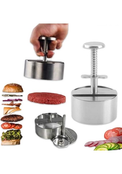 140MM Hamburger Presi Burger Patty Maker 304 Paslanmaz Çelik Domuz Sığır Burger Izgara Kalbur Et Aracı Için Manuel Pres Kalıp (Yurt Dışından)