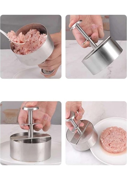 140MM Hamburger Presi Burger Patty Maker 304 Paslanmaz Çelik Domuz Sığır Burger Izgara Kalbur Et Aracı Için Manuel Pres Kalıp (Yurt Dışından)