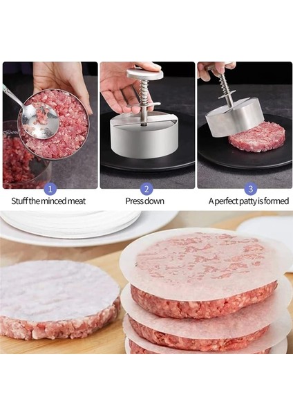 140MM Hamburger Presi Burger Patty Maker 304 Paslanmaz Çelik Domuz Sığır Burger Izgara Kalbur Et Aracı Için Manuel Pres Kalıp (Yurt Dışından)