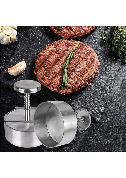 114MM Hamburger Presi Burger Patty Maker 304 Paslanmaz Çelik Domuz Sığır Burger Manuel Pres Kalıp Izgara Kalbur Et Aracı Dropship (Yurt Dışından) modelleri