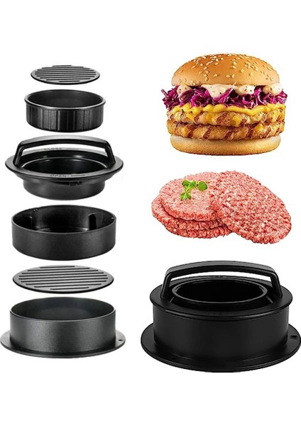 Opp Paketi 3 In 1 Hamburger Et Pres Makinesi Yapışmaz Burger Pattie Basın Doldurulmuş Burgerler Için Domuz Sığır Eti Patty Maker Kalıp Mutfak Aletleri (Yurt Dışından) fiyatları