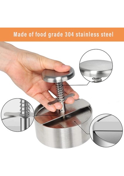 80 mm Hamburger Presi 304 Paslanmaz Çelik Domuz Sığır Burger Manuel Pres Kalıp Burger Patty Maker Pişirme Aksesuarları Kalbur Et Aracı (Yurt Dışından) fiyatları