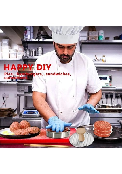 Gümüş 5 Inç Paslanmaz Çelik Burger Presi Hamburger Presi 50 Parça Balmumu Kağıdıyla Birlikte Gelir (Yurt Dışından) indirimleri