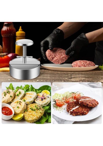 8 cm 304 Paslanmaz Çelik Hamburger Et Presi Burger Patty Maker Kalıp Manuel Kek Sığır Eti Domuz Pirinç Pres Yapma Kalıpları Izgara Et Aracı (Yurt Dışından) fiyatları